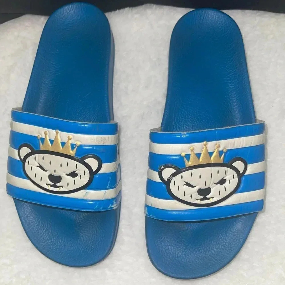 Adidas Men's Blue Slides - Size 9